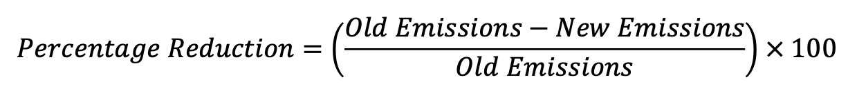 How to calculate Percentage Reduction in Carbon Footprint