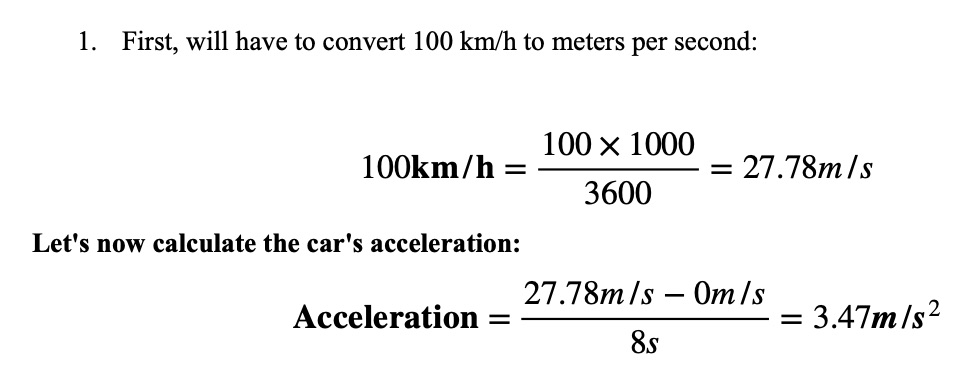 An example for How to calculate acceleration