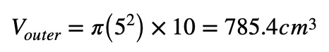 Volume of a Hollow Object example 1